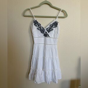 Miami White Dress with Navy Embroidery XXS